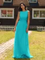 Show-stopping A-line Scoop Ruffles Floor-Length Chiffon Bridesmaid Dress