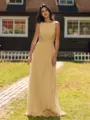 Show-stopping A-line Scoop Ruffles Floor-Length Chiffon Bridesmaid Dress
