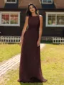 Show-stopping A-line Scoop Ruffles Floor-Length Chiffon Bridesmaid Dress