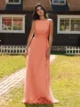 Show-stopping A-line Scoop Ruffles Floor-Length Chiffon Bridesmaid Dress