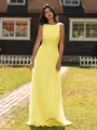 Show-stopping A-line Scoop Ruffles Floor-Length Chiffon Bridesmaid Dress