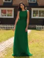 Show-stopping A-line Scoop Ruffles Floor-Length Chiffon Bridesmaid Dress