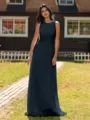 Show-stopping A-line Scoop Ruffles Floor-Length Chiffon Bridesmaid Dress