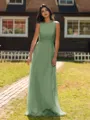 Show-stopping A-line Scoop Ruffles Floor-Length Chiffon Bridesmaid Dress