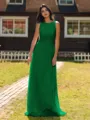 Show-stopping A-line Scoop Ruffles Floor-Length Chiffon Bridesmaid Dress