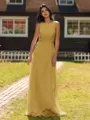 Show-stopping A-line Scoop Ruffles Floor-Length Chiffon Bridesmaid Dress