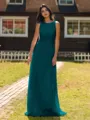 Show-stopping A-line Scoop Ruffles Floor-Length Chiffon Bridesmaid Dress