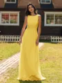 Show-stopping A-line Scoop Ruffles Floor-Length Chiffon Bridesmaid Dress