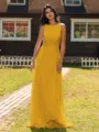 Show-stopping A-line Scoop Ruffles Floor-Length Chiffon Bridesmaid Dress