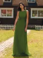 Show-stopping A-line Scoop Ruffles Floor-Length Chiffon Bridesmaid Dress