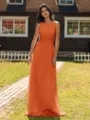 Show-stopping A-line Scoop Ruffles Floor-Length Chiffon Bridesmaid Dress