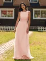 Show-stopping A-line Scoop Ruffles Floor-Length Chiffon Bridesmaid Dress