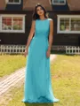 Show-stopping A-line Scoop Ruffles Floor-Length Chiffon Bridesmaid Dress