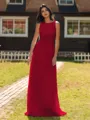 Show-stopping A-line Scoop Ruffles Floor-Length Chiffon Bridesmaid Dress