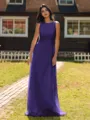 Show-stopping A-line Scoop Ruffles Floor-Length Chiffon Bridesmaid Dress