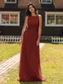 Show-stopping A-line Scoop Ruffles Floor-Length Chiffon Bridesmaid Dress