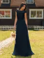 Mesmerizing A-line Scoop Cap Sleeves Appliques Lace Floor-Length Chiffon Bridesmaid Dress