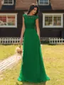 Mesmerizing A-line Scoop Cap Sleeves Appliques Lace Floor-Length Chiffon Bridesmaid Dress
