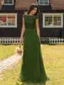 Mesmerizing A-line Scoop Cap Sleeves Appliques Lace Floor-Length Chiffon Bridesmaid Dress