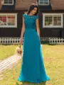 Mesmerizing A-line Scoop Cap Sleeves Appliques Lace Floor-Length Chiffon Bridesmaid Dress