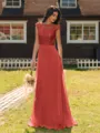 Mesmerizing A-line Scoop Cap Sleeves Appliques Lace Floor-Length Chiffon Bridesmaid Dress