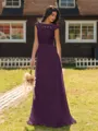 Mesmerizing A-line Scoop Cap Sleeves Appliques Lace Floor-Length Chiffon Bridesmaid Dress