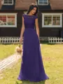 Mesmerizing A-line Scoop Cap Sleeves Appliques Lace Floor-Length Chiffon Bridesmaid Dress