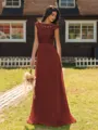 Mesmerizing A-line Scoop Cap Sleeves Appliques Lace Floor-Length Chiffon Bridesmaid Dress
