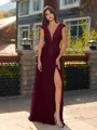 Unique A-line V-Neck Cap Sleeves Appliques Lace Floor-Length Chiffon Bridesmaid Dress