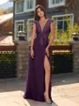 Unique A-line V-Neck Cap Sleeves Appliques Lace Floor-Length Chiffon Bridesmaid Dress
