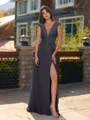 Unique A-line V-Neck Cap Sleeves Appliques Lace Floor-Length Chiffon Bridesmaid Dress