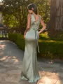Perfect Sheath V-Neck Pleated Floor-Length Silk like Satin Bridesmaid Dress