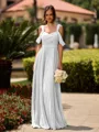 Opulent A-line Cold Shoulder Pleated Floor-Length Chiffon Bridesmaid Dress