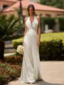 Delicate Sheath V-Neck Pleated Floor-Length Silk Like Satin Bridesmaid Dress