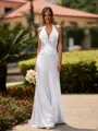 Delicate Sheath V-Neck Pleated Floor-Length Silk Like Satin Bridesmaid Dress
