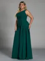 Breathtaking A-line One-Shoulder Pleated Floor-Length Chiffon Corset Plus Size Bridesmaid Dress