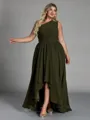 Hot A-line One-Shoulder Pleated Asymmetrical Chiffon Corset Plus Size Bridesmaid Dress