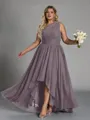 Hot A-line One-Shoulder Pleated Asymmetrical Chiffon Corset Plus Size Bridesmaid Dress
