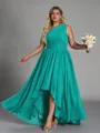 Hot A-line One-Shoulder Pleated Asymmetrical Chiffon Corset Plus Size Bridesmaid Dress
