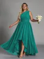Hot A-line One-Shoulder Pleated Asymmetrical Chiffon Corset Plus Size Bridesmaid Dress