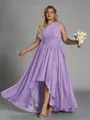 Hot A-line One-Shoulder Pleated Asymmetrical Chiffon Corset Plus Size Bridesmaid Dress