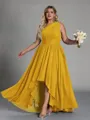 Hot A-line One-Shoulder Pleated Asymmetrical Chiffon Corset Plus Size Bridesmaid Dress