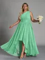 Hot A-line One-Shoulder Pleated Asymmetrical Chiffon Corset Plus Size Bridesmaid Dress