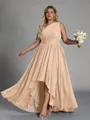 Hot A-line One-Shoulder Pleated Asymmetrical Chiffon Corset Plus Size Bridesmaid Dress