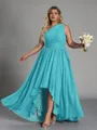 Hot A-line One-Shoulder Pleated Asymmetrical Chiffon Corset Plus Size Bridesmaid Dress