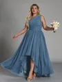 Hot A-line One-Shoulder Pleated Asymmetrical Chiffon Corset Plus Size Bridesmaid Dress