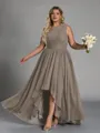Hot A-line One-Shoulder Pleated Asymmetrical Chiffon Corset Plus Size Bridesmaid Dress