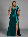 Fashion Sheath Pleated Floor-Length Plus Size Bridesmaid Dress