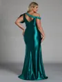 Fashion Sheath Pleated Floor-Length Plus Size Bridesmaid Dress