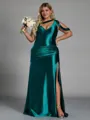 Fashion Sheath Pleated Floor-Length Plus Size Bridesmaid Dress
